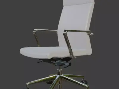 Modern White Leather Executive Office Chair High Detail 3D Model 3D model