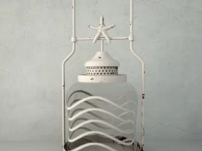 Frosted Globe Shell Lantern Set 3D model