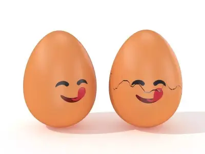 Egg Cracked Emoji N003 Low-poly 3D model