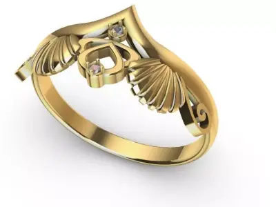 Shells ring with Brilliants - anillo de conchas  3D print model