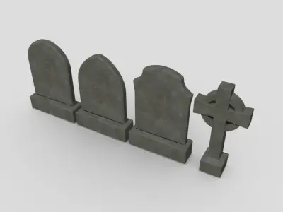 Tombstone Pack Low-poly 3D model