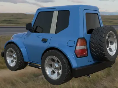 Low poly rigged stylized off-road car Low-poly 3D model