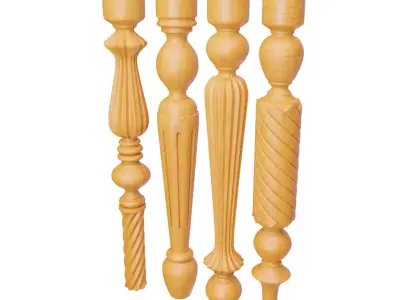 Balusters brass candlesticks 3D model