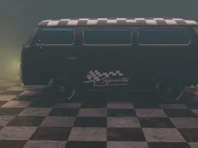 volkswagon type2 micro bus mat black sport edition Low-poly 3D model