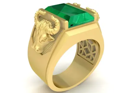 Luxury Emerald Cut Men Ring 3D Model  3706 3D print model