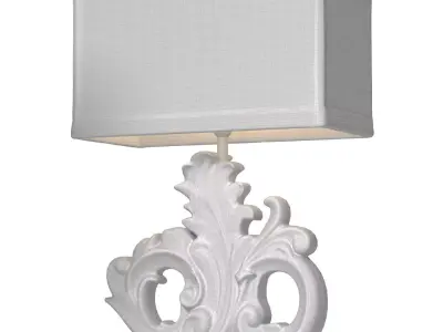 Rustic Distressed Nightstand Table Lamp Carved Wood Sculptural  3D model