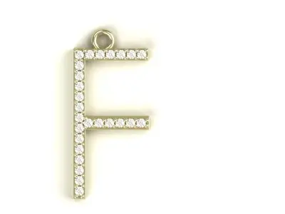 Letter F Diamond Pendant Gold Silver Platinum Luxury 3D print model