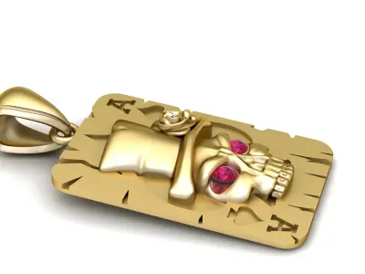 COWBOY SKULL FACE CARD PENDANT 3D PRINTABLE MODEL  3D print model