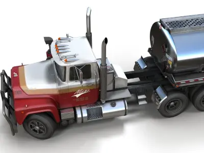 Industrial fuel trailer truck Low-poly 3D model