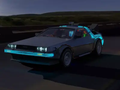 Delorean BTTF and BTTF II Rigged 3D model