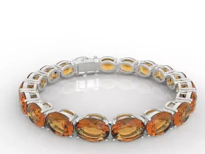 Oval Cut Diamond Tennis Bracelet 3D print model