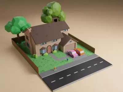Simpsons House Low-poly 3D model
