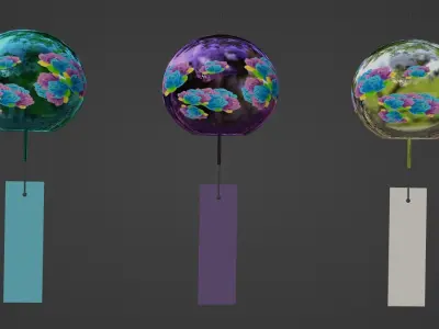 Furin - Wind Chimes Low-poly 3D model