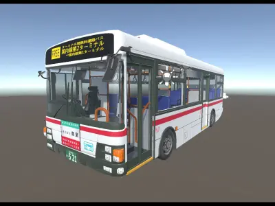 Japan public bus 01 Unity Ready 3D model