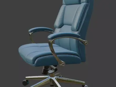 Modern Blue Leather Executive Office Chair High Detail 3D Model 3D model