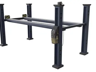 MECHANIC SHOP - Four post parking lift Low-poly 3D model