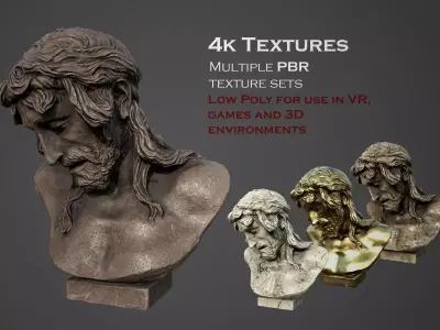 Bust of Christ on the Crucifix Low-poly 3D model