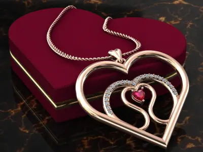 Pendant Heart Diamond 3D print model