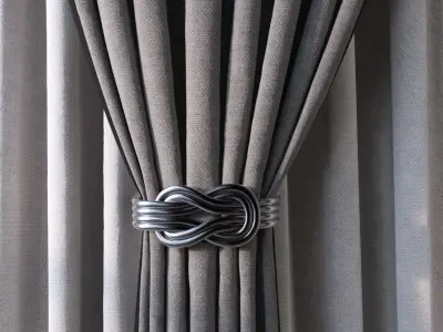 Curtain pair of curtains on wall 3D model