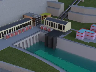 Hydel power plant 3D model