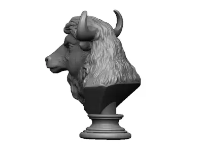 bison head bust 3D print model