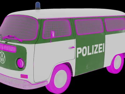 Volkswagen T2 german police car 3D model