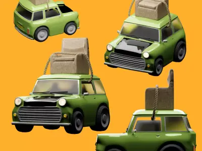 Mr Bean mini car with legend chair - British Leyland Mini 1000 3D model