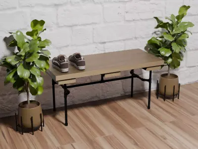 Industrial Pipe Fitting Bench Free low-poly 3D model