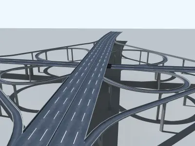 Highway Viaduct flyover  Low-poly 3D model