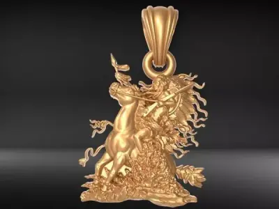 Native American and his Appaloosa horse Racing the Wind Jewelry 3D print model