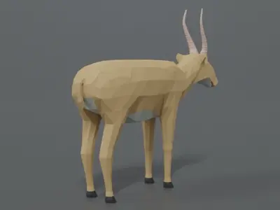 Low Poly Cartoon Saiga Antelope Low-poly 3D model