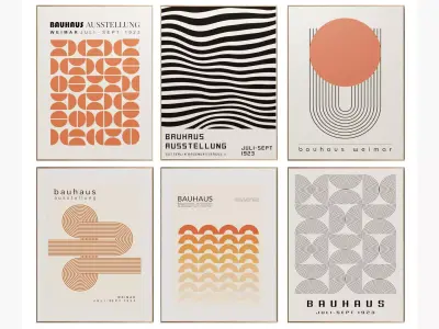 Bauhaus Orange posters 3D model
