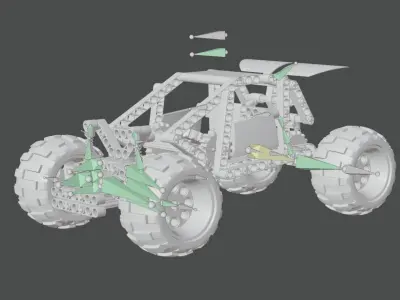 Rigged Lego buggy  3D model