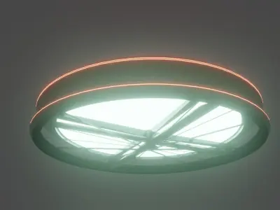 Low-poly Spaceship circular ceiling light with neon lights Free 3D model