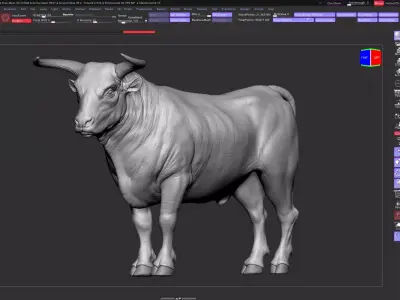 Realistic Bull Sculpt with UV High-Detail Base Model Low-poly 3D model