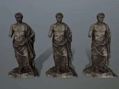 statue 5 roman with cloak Low-poly 3D model