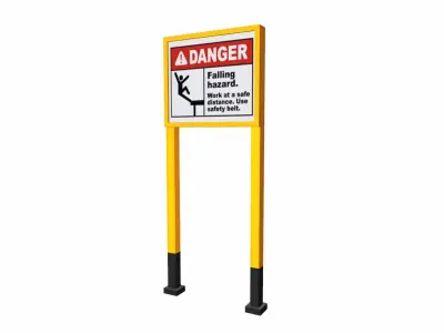 Falling Hazard Board Low-poly 3D model