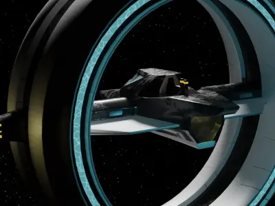 Futuristic Hyperdrive Spaceship Low-poly 3D model