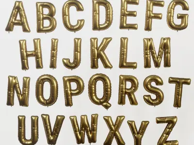 Balloons alphabet 5 colors 3D model