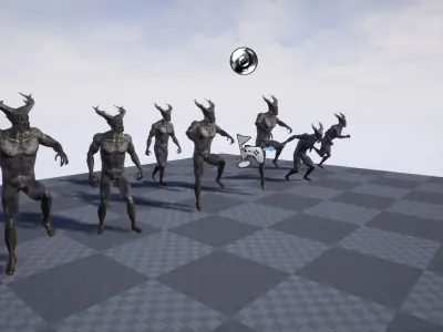 Dreven demon with horns and antlers Low-poly 3D model