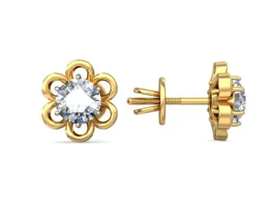 Solitaire Women Stud Earring 3D print model