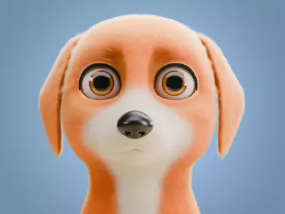 Cute Cartoon Dog Low-poly 3D model