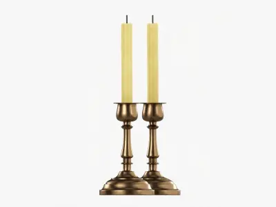 Candlestick with candles pair 3D model