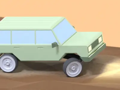 Offroad 4x4 jeep truck SUV Low-poly 3D model