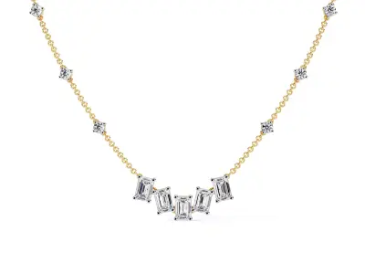 Luxury Emerald Diamond Necklace with Round Diamond 3D print model