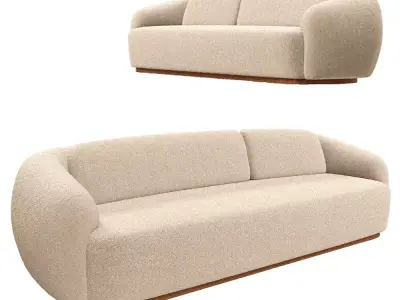 Modern Curved Fabric Sofa 3D Model  3D model