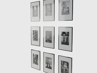 Black and white photographs of the city - Wall Art 3D model