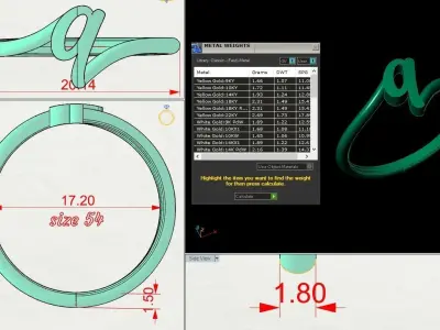 Alphabet Ring Q 3D print model