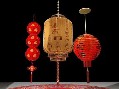 Chinese Red Lantern 3D model 72
