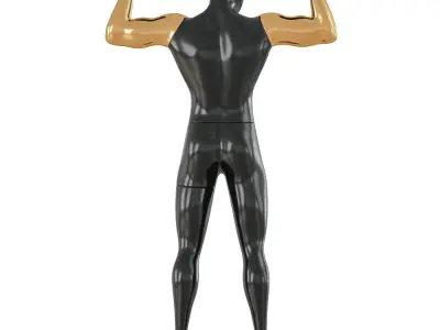 Black male mannequin with golden hands 62 3D model